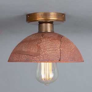 Kauri Organic Ceramic Dome Ceiling Light 7.9&#39;&#39; (20cm), Red Iron