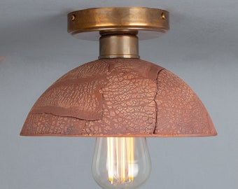 Kauri Organic Ceramic Dome Ceiling Light Red Iron 8" IP20