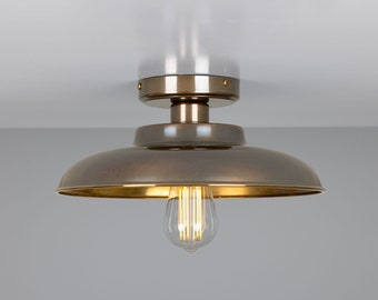 Telal Ceiling Light / Industrial Ceiling Light / Solid Brass / Vintage, Factory Style / 4 Color Finishes / 8.3x12.6" (21x32cm)