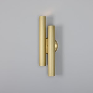 Royce Modern Reeded Brass Double Wall Sconce
