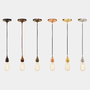 Lome Vintage Bare Bulb Pendant Light, Braided Cable