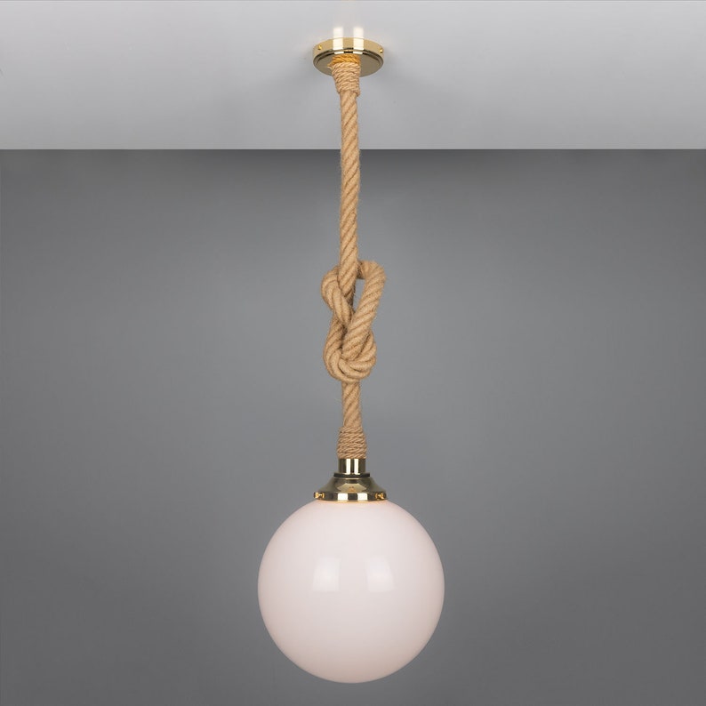 Opal Light Roop Led Azores Jute Rope Pendant Light With Opal Glass Globe 30cm IP44 - Etsy