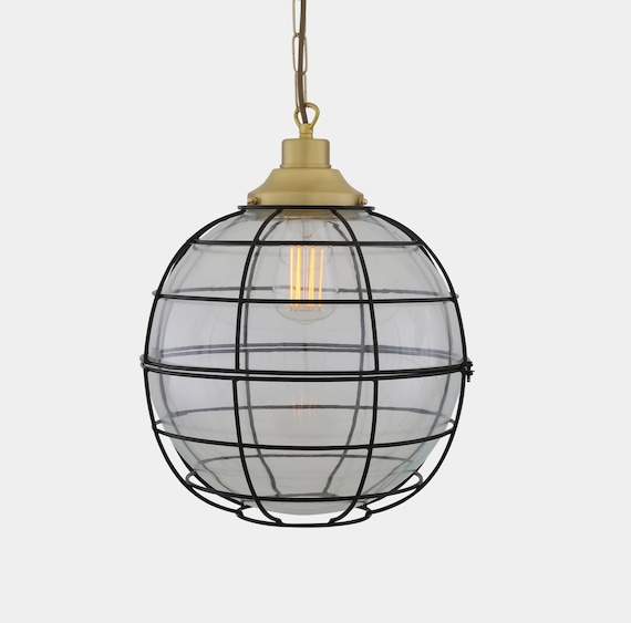 Cage globe pendant light deals