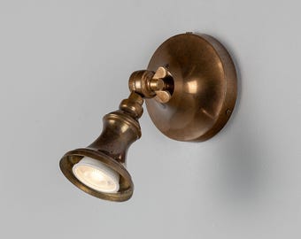 Accra Traditional Adjustable Brass Wall Spotlight