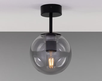 Venice Minimalist Glass Globe Flush Ceiling Light 17cm