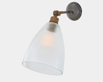 Hale Vintage Wall Light / Prismatic Railway Glass / Brass + Glass / Vintage Wall Sconce / 4 Color Finishes / 13.8x7.9x11" (35x20x28cm)