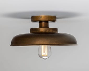 Telal Ceiling Light / Industrial Ceiling Light / Solid Brass / Vintage, Factory Style / 4 Color Finishes / 8.3x12.6&quot; (21x32cm)