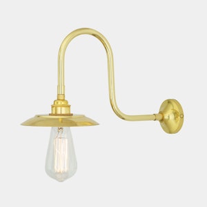 Reznor Vintage Swan Neck Wall Sconce with Brass Shade
