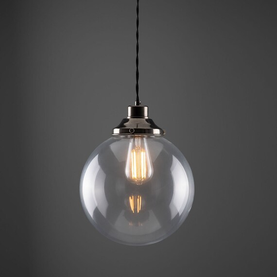Virginia Clear Glass Globe Pendant Light 25cm Etsy
