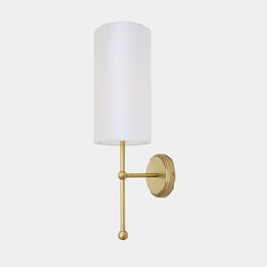 Arizona Brass Wall Sconce with Tall Fabric Shade