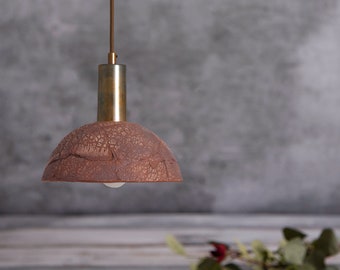 Kauri Ceramic Dome Pendant Light Red Iron 7.75" IP20
