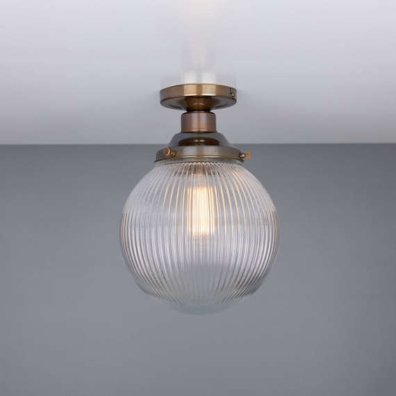 Ribbed glass 2024 flush ceiling light