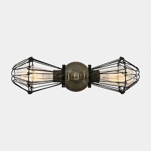 Praia Vintage Industrial Double Cage Wall Sconce