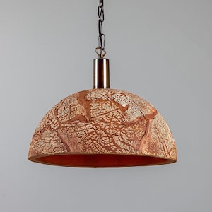 Kauri Organic Ceramic Dome Pendant Light 14.5&#39;&#39; (37cm), Red Iron