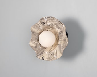 Rivale Wall Sconce with Wavy Marbled Ceramic Shade