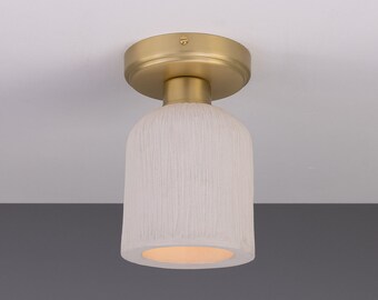 Osier Organische Keramische Plafondlamp Mat Wit Gestreept 12 cm IP20