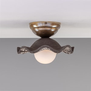 Rivale Ceiling Light with Wavy Ceramic Shade, Black Clay