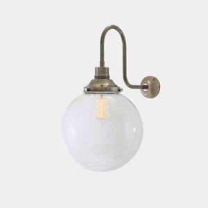 Riad Clear Globe Swan Neck Wall Sconce 25cm