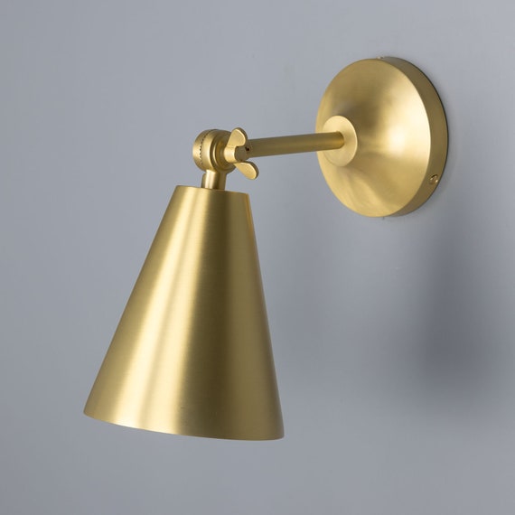 Moya Vintage Adjustable Brass Cone Wall Light Etsy Australia