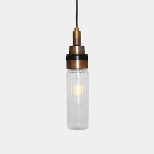 Delta Rippled Glass and Brass Bathroom Pendant IP65