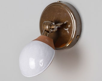 Coco Adjustable Ceramic Wall Sconce, Terracotta and White Glaze 4" IP20