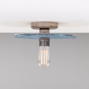 Bog Oak Organic Ceramic Disc Ceiling Light, Blue Earth