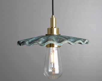 Kirhii Ceramic Bathroom Pendant Light 10.75'' (27cm), Blue Earth IP44