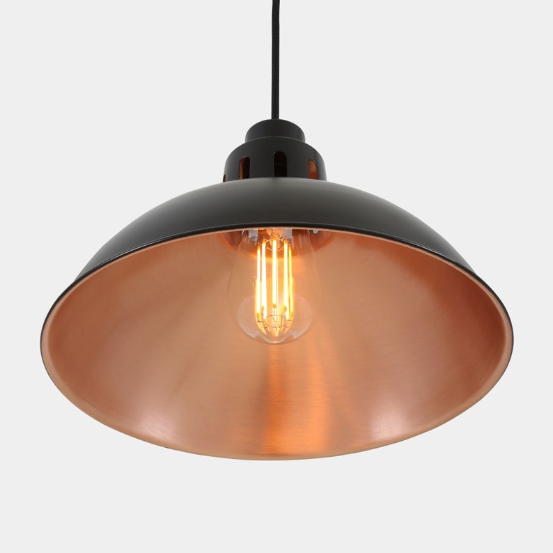 Bessemer Vintage Black and Copper Pendant Light 30cm image 2