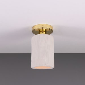 Senna Organic Ceramic Ceiling Light 11.5cm, Matte White Striped