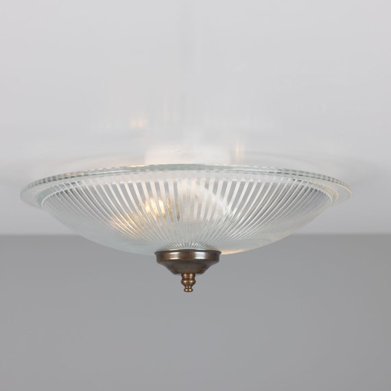 Nicosa Holophane Glass Flush Ceiling Light 30cm Etsy Australia