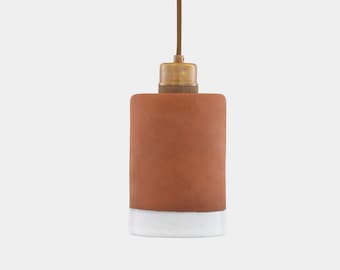 Rhus Ceramic Terracotta Pendant with White Glazed Rim