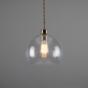Eden Lampe à suspension sphérique ouverte en verre transparent 9,8 po. (25 cm)