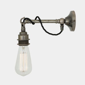 Rehau Industrial Bare Bulb Wall Light on Hook Antique Silver