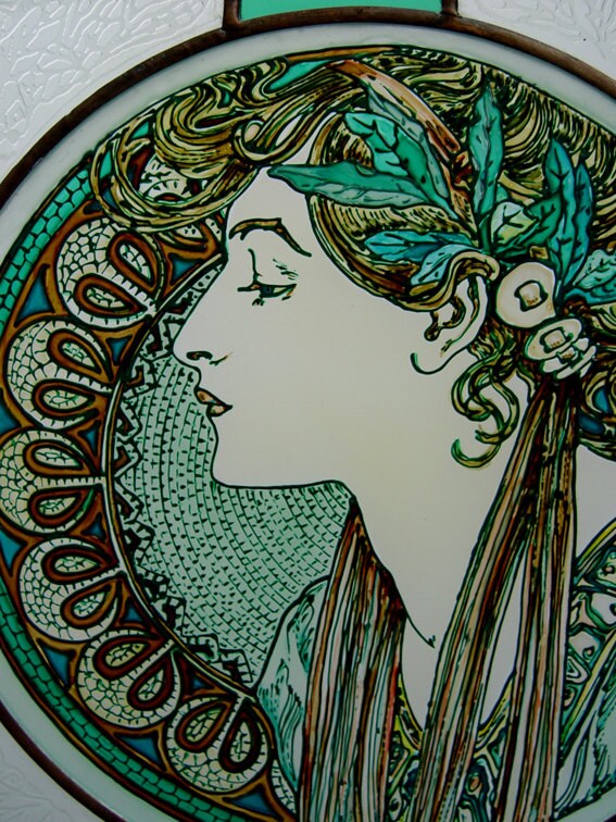 Alphonse Mucha Laurel Stained Glass Window Panel. Original - Etsy