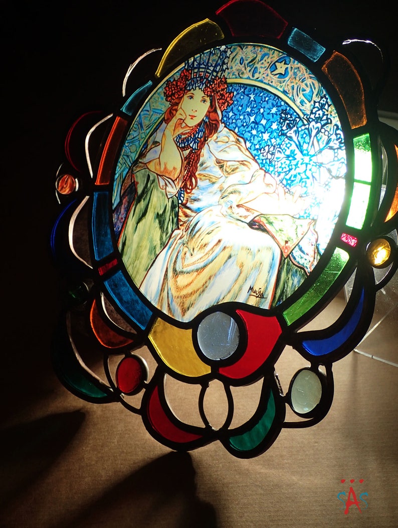 Alphonse Mucha Princess Hyacinth. Stained Glass Window - Etsy