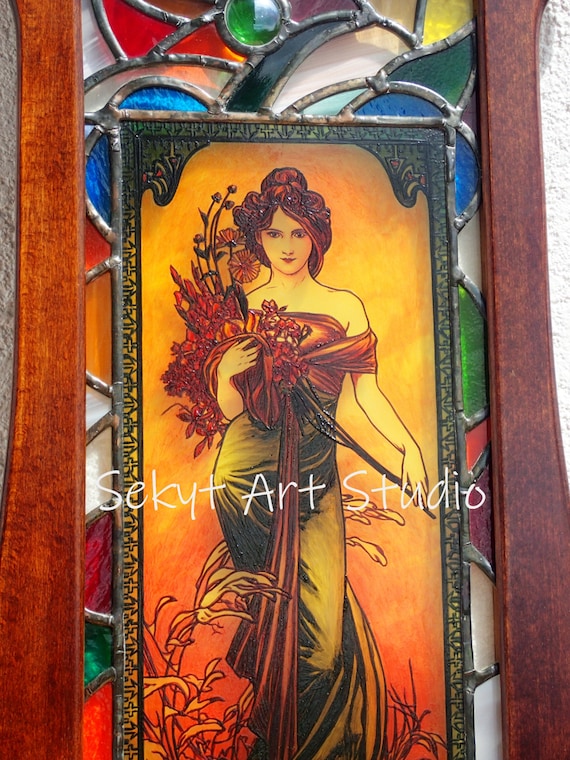 Art Nouveau Stained Glass Lampアルフォンスミュシャ 【公式通販】