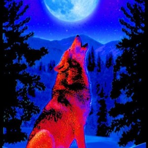 Wolf Moon Non Flocked Black Light Poster