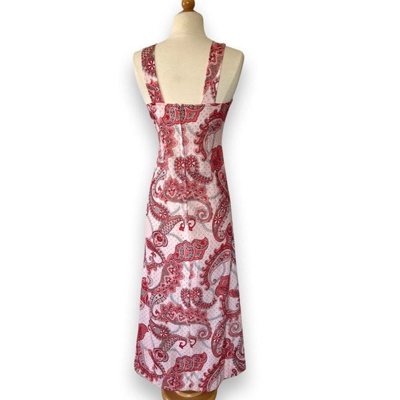 Vintage Paisley apron maxi sleeveless dress 60s p… - image 6