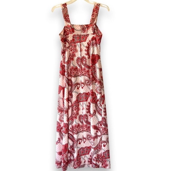 Vintage Paisley apron maxi sleeveless dress 60s p… - image 5