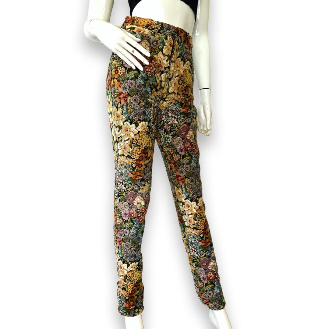Vintage Z Cavaricci 80s Jacquard Pants Jeans High Waisted Etsy
