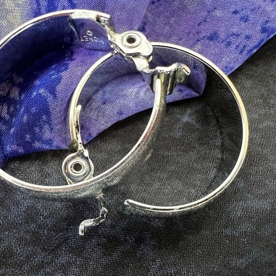 Vintage Monet Hoop Earrings Silver Tone Signed mi… - image 7