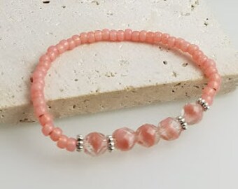 Coral Stretch Bracelet, Stretch Bracelet, Beaded Bracelet