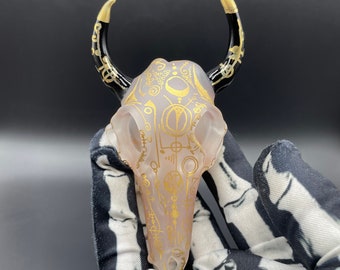Mystical Gold rune bull skull