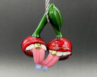 glass cherry lover pendant