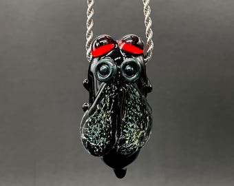 Glass Cicada Pendant with Dichroic Wings