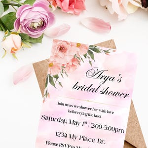 Bridal shower digital instant download customizable printable invitation template