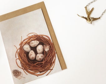 Greeting Card. Watercolour Nest Artwork. Artwork by Jennifer Magno on Etsy.