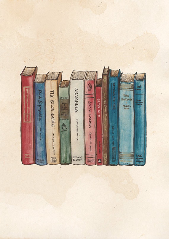 A5 Books Print, Watercolour Book Artwork, Watercolor Books