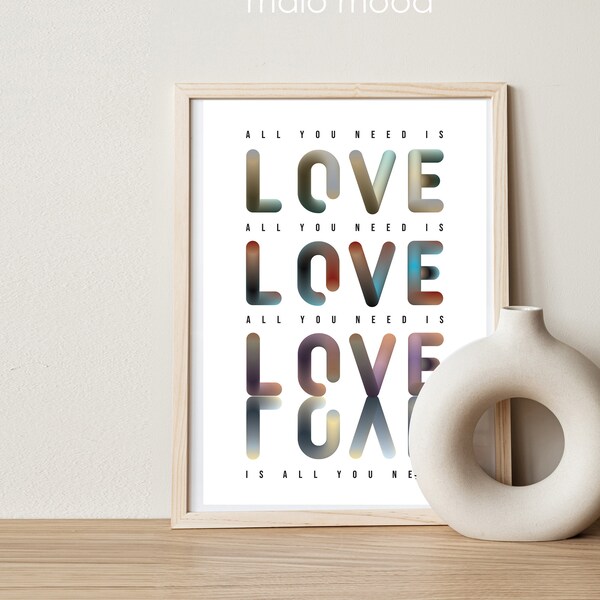 All you need is love poster for fall wedding ideas, inspirational frame with instant download of I love you poster