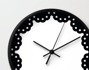 Decorative clock for nursery and bedroom, Black and white wall decor, Silent wall clock with boho decoration for new home